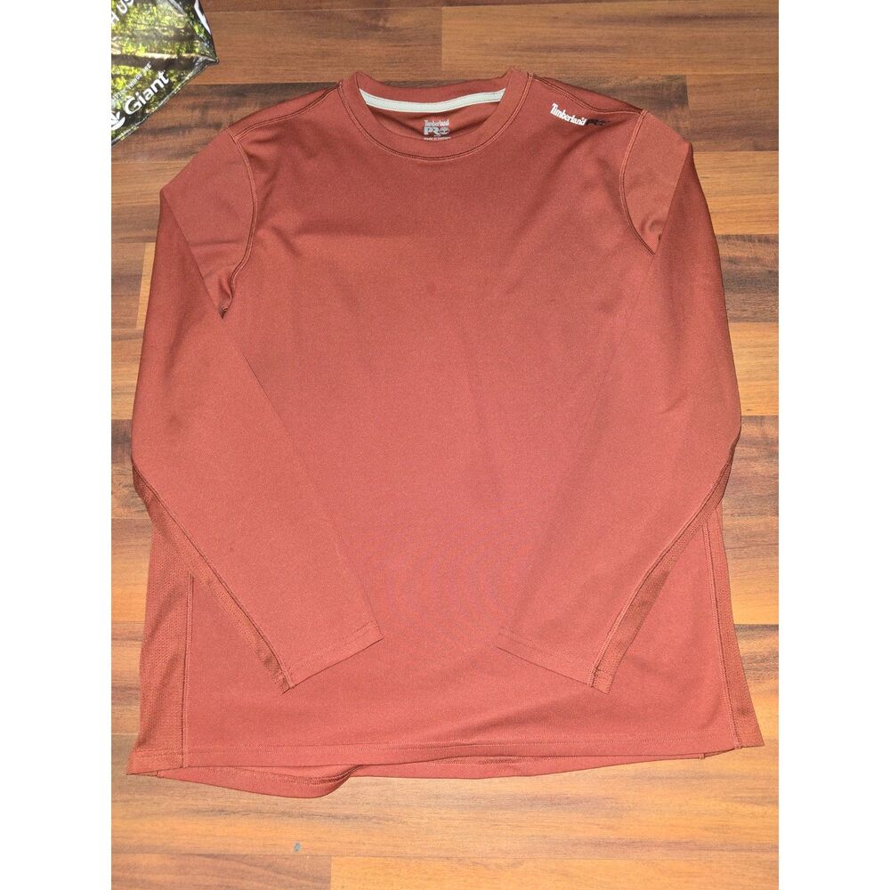 Timberland PRO Mens Long Sleeve Performance Work Shirt Rust Brown Polyester XL